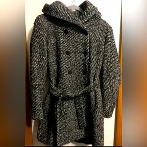 Calvin Klein Black Tweed Pea Coat